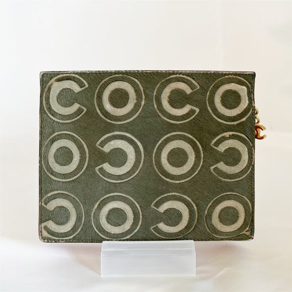 CHANEL Mini Pouch Purse Haraco Moss Green RARE Find - Picture 4 of 15